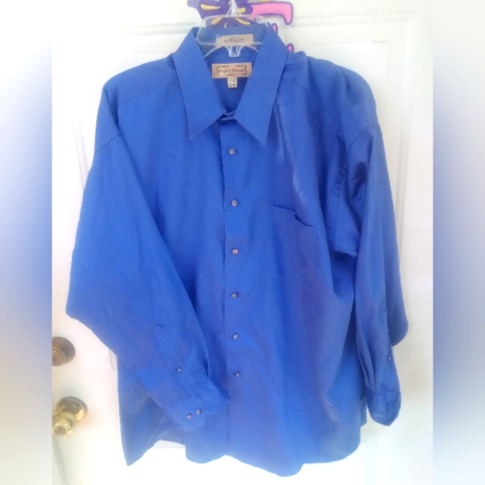 Croft and barrow bright blue dress shirt sz 32/33